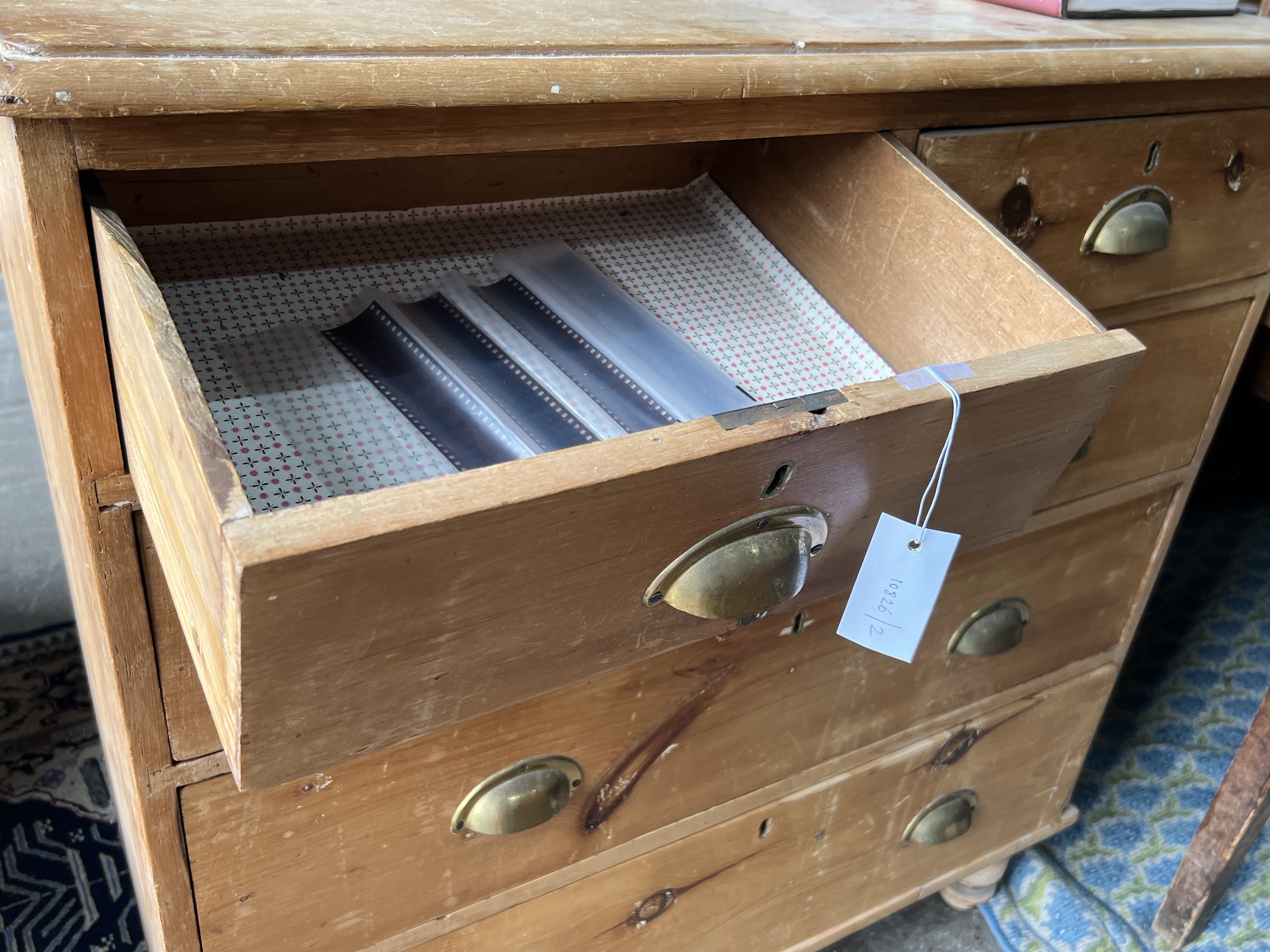 A Victorian pine chest, width 93cm, depth 46cm, height 95cm